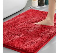 Hearda Tappeto Bagno Antiscivolo in Ciniglia, Tappeti Bagno Microfibra - Morbido e Confortevole, Lavabile in Lavatrice Tappeto Doccia Assorbente per Doccia, Cucina (Rosso,40x60cm)