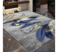 Hearda Tappeto Morbido Pelo Corto Moderno, Tappeto Imitazione Cashmere Camera da Letto Salotto con Fondo Antiscivolo Stampa Piuma Tappetino Lavabile per Decorazione (Farfalla,80x120cm)