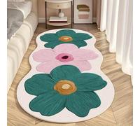 Hearda Tappeto Morbido Pelo Corto Moderno, Tappeto Imitazione Cashmere Camera da Letto Salotto con Fondo Antiscivolo Stile Fiore Tappetino Lavabile per Decorazione (Verde + Rosa B,60x120cm)