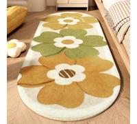 Hearda Tappeto Morbido Pelo Corto Moderno, Tappeto Imitazione Cashmere Camera da Letto Salotto con Fondo Antiscivolo Stile Fiore Tappetino Lavabile per Decorazione (Marrone chiaro C,60x120cm)