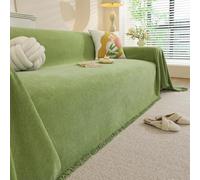 Hearda Telo Copridivano, Coperta Copridivano per Divano con Nappe Tinta Unita Angolare L Shape 1 2 3 4 5 Posti Coperta Decorativa Reversibile Morbide Multifunzionale (Verde erba,130x180cm)