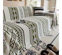 Hearda Telo Copridivano Peluche, Coperta Copridivano per Divano Angolare L Shape 1 2 3 4 Posti Coperta Decorativa Stile Etnico Morbide per Casa Letto Ufficio Viaggo (Verde scuro,180x260cm)