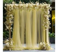 Hearda Tenda per Arco Matrimonio, Tessuto Drappeggiato per Arco Nuziale Tessuto Drappeggio Chiffon 2 Pannello Tende Chiffon per Nozze Cerimonia Ricevimenti Festa (Giallo,160x215cm)