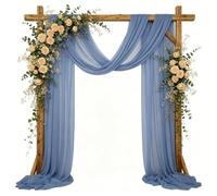 Hearda Tenda per Arco Matrimonio, Tessuto Drappeggiato per Arco Nuziale Tessuto Drappeggio Chiffon 2 Pannello Tende Chiffon per Nozze Cerimonia Ricevimenti (Azzurro Polvere D,75x600cm)