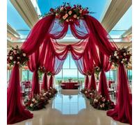 Hearda Tenda per Arco Matrimonio, Tessuto Drappeggiato per Arco Nuziale Tessuto Drappeggio Chiffon 2 Pannello Tende Chiffon per Nozze Cerimonia Ricevimenti Festa (Bordeaux,1.6x3m)