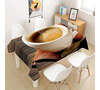 Hearda Tovaglia Antimacchia Rettangolare, Tovaglia da Tavolo Stampa caffè Caldo 3D Moderna Impermeabile per Decorazione Tavola da Pranzo Cucina Giardino (tè del pomeriggio,120x120cm)