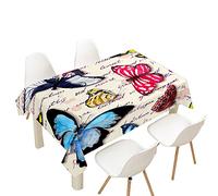 Hearda Tovaglia Antimacchia Rettangolare, Tovaglia da Tavolo Stampata Farfalla 3D Moderna Impermeabile per Decorazione Tavola da Pranzo Cucina Giardino Bar (Esemplare di Farfalla,140x180cm)