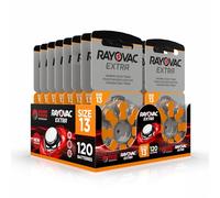 Hearing360 120 Batterie per apparecchi acustici Rayovac Extra modello 13, durata superiore, compatibilità universale, senza mercurio (15 blister da 8 pile)