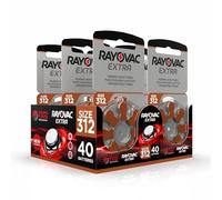 Hearing360 40 Batterie per apparecchi acustici Rayovac Extra modello 312, durata superiore, compatibilità universale, senza mercurio (5 blister da 8 pile)