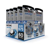 Hearing360 60 batterie per impianti cocleari Rayovac Implant Pro+ misura 675I, durata massima, compatibili con tutti gli impianti cocleari, pile senza mercurio e cadmio