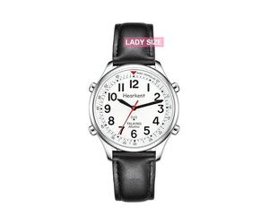 Hearkent Atomic British English Talking Watch for Blind or Visually impaired or Low Vision People Man and Woman Size (Expansion Siler, Woman), Argentato, nero, woman, Cinturino