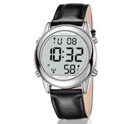 Hearkent Atomic Digital Talking Watch for Anziani Riceve segnali statunitensi Correzione automatica di ora e data Grandi numeri Facile da vedere Forte e chiaro Maschio Inglese Parlare, nero