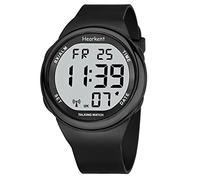 Hearkent Atomic Talking Watch Multi Band si imposta per ipovedenti o anziani, numero grande facile da leggere per anziani, All Black, cinturino