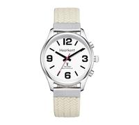 Hearkent Orologio da polso parlante tedesco da donna, per anziani, con numeri grandi, nylon beige, Classico