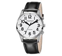 Hearkent Orologio parlante da uomo con numeri grandi, orologio da polso automatico per anziani, ciechi, con disabilità visiva o anziani, vera voce in spagnolo, Nero