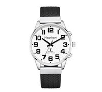 Hearkent Orologio parlante da uomo con voce francese grandi numeri per non vedenti, ciechi o anziani, Nylon nero, Classico