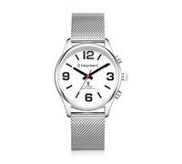 Hearkent Orologio parlante,Indicazione vocale tedesca,Grandi numeri,Orologio da polso parlante autoregolante,Idee regalo per anziani/non vedenti,Allarme integrato/ora, Argento, nastro 18 mm, Damen