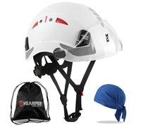 HEARMOR Casco da cantiere con visiera, EN 397, casco da lavoro ventilato per adulti, sistema a cricchetto regolabile, visiera trasparente, bianco