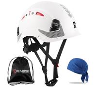 HEARMOR Casco di sicurezza rigido certificato ANSI Z89.1 e EN397, Casco da costruzione in ABS regolabile con sospensione a cricchetto a 6 punti, fodera di raffreddamento traspirante e borsa per il