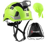 HEARMOR Casco industriale per adulti con faro a LED, con certificazione EN12492, certificazione EN12492, assorbimento degli urti e resistenza alla penetrazione EN397