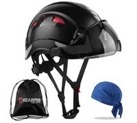 HEARMOR Casco protettivo per caschi da cantiere, EN 397, casco da lavoro ventilato per adulti, sistema a cricchetto regolabile con visiera opzionale trasparente e fumo