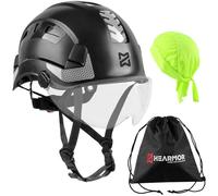 HEARMOR Elmo industriale per adulti, casco da costruzione in ABS, certificazione EN397 e EN12492, assorbimento degli urti, resistenza alla penetrazione, visiere in trasparente o fumo (nero)