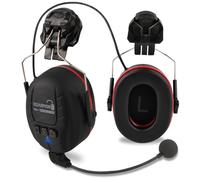 HEARMOR Protezione dell'udito rigida Bluetooth, SNR 32 dB, protezione dal rumore, protezione dell'udito fissata al casco per falciatura e lavori ad alta intensità di rumore, Metallizzato nero e rosso,