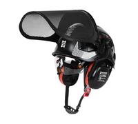 HEARMOR VOLTEK - Casco di sicurezza forestale in ABS con visiera di sicurezza integrata, protezione completa per testa, occhi, viso e udito, design ventilato antiurto