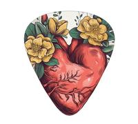 Heart and Flowers - Plettri per chitarra, spessore 0,46 mm/0,71 mm/0,96 mm, con custodia per chitarra acustica-elettrica, ukulele, basso, 12 pezzi