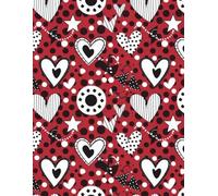 Heart and Stars Design Composition Notebook - 8.5 x 11 Inches, 150 Pages, College Ruled: Fun and Playful Journal for School or Work