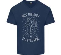Heart Attack Recovery Survivor Uomo V-Neck Cotton T-Shirt