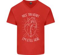 Heart Attack Recovery Survivor Uomo V-Neck Cotton T-Shirt