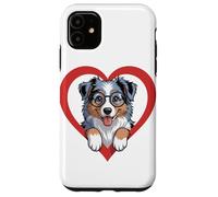 Heart Australian Shepherd Glasses Aussie Dog Custodia per iPhone 11