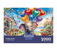 Heart Balloons Elephant Puzzle 1000 Pezzi Elephant with Balloons & Castle Puzzle Di Alta Qualità Per Concentrazione, Relax E Divertimento in Famiglia 70x50cm/1000pcs