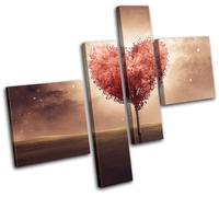 Heart bedroom Romantic night Love MULTI TELA parete arte foto stampa