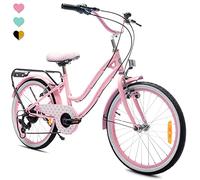Heart Bike Bicicletta per una bambina, 20 pollici, 6-10 anni, 6 velocità Shimano, bicicletta per bambini (Rosa)