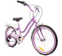 Heart Bike Bicicletta per una bambina, 20 pollici, 6-10 anni, 6 velocità Shimano, bicicletta per bambini (Viola)