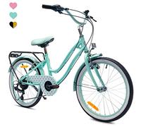 Heart Bike Bicicletta per una bambina, 20 pollici, 6-10 anni, 6 velocità Shimano, bicicletta per bambini (Menta)