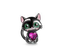Heart Black Cat Charm Beads Silver Bracelet Pendant For Women Diy Jewelry Gift Nice processing
