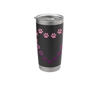 Heart Cat Paw Print Estetica Gatti Amante Viola Rosa Animali Bicchiere termico in acciaio inox doppia parete