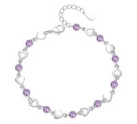 Heart Charm Bracelet - Orologio da polso in argento Sterling 925, con cuore alla moda, per donne e ragazze, colore: argento e marrone, Taglia unica, Rame, Nessuna pietra preziosa