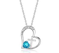 Heart Cross Birthstone Jewelry Baptism Gifts First Communion Gifts for Girls Goddaughter Daughter Teens Women