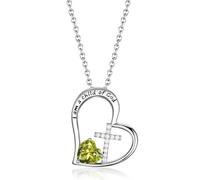 Heart Cross Birthstone Jewelry Baptism Gifts First Communion Gifts for Girls Goddaughter Daughter Teens Women