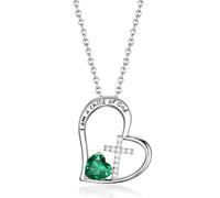 Heart Cross Birthstone Jewelry Baptism Gifts First Communion Gifts for Girls Goddaughter Daughter Teens Women