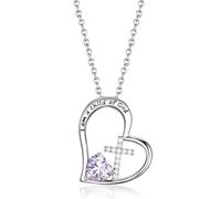 Heart Cross Birthstone Jewelry Baptism Gifts First Communion Gifts for Girls Goddaughter Daughter Teens Women
