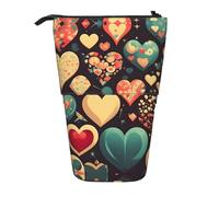 Heart Crush Flower - Astuccio espandibile per matite, in tessuto Oxford multi-design, altezza regolabile, borsa cosmetica multiuso