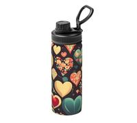 Heart Crush Flower - Borraccia termica sportiva da 510 ml, in acciaio inossidabile, stampa completa, adatta per esterni, pendolarismo, sgabello da campeggio