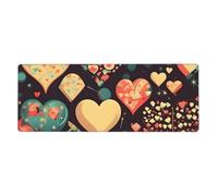 Heart Crush Flower grande tappetino per mouse con bordi cuciti, tastiera e tappetino per mouse per giocatori, ufficio e casa (80 x 30 cm).