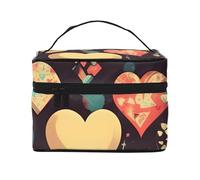 Heart Crush Flower Travel Cosmetic Bag con cerniera e grande capacità, unisex, adatto per attività all'aperto, sport, viaggi, ecc., Nero , Taglia unica