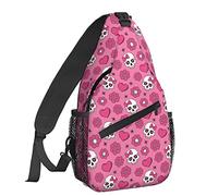 Heart Cute Sugar Skulls Borsa Da Petto Versatile Sacchetto Del Petto Casual Borsa Tracolla Per Vacanza Escursionismo Uomo